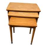 3 wooden nesting tables, 50s-60s