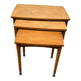3 wooden nesting tables, 50s-60s