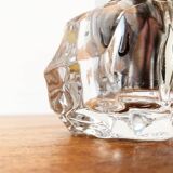 Mid-century Scandinavian heavy frosted glass table and ashtray, 1960s, set of 2.