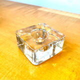 Set of 6 square molded glass candle holders