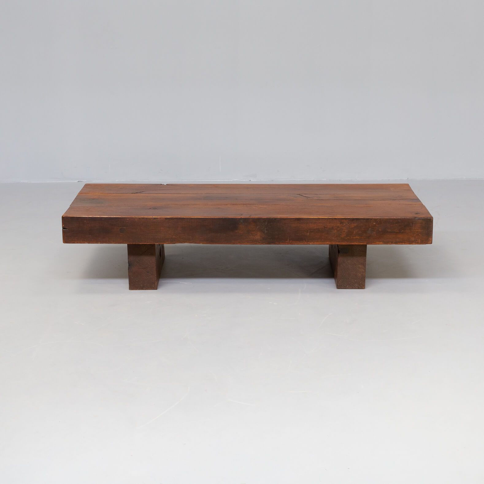 70s massive oak brutalist coffee table