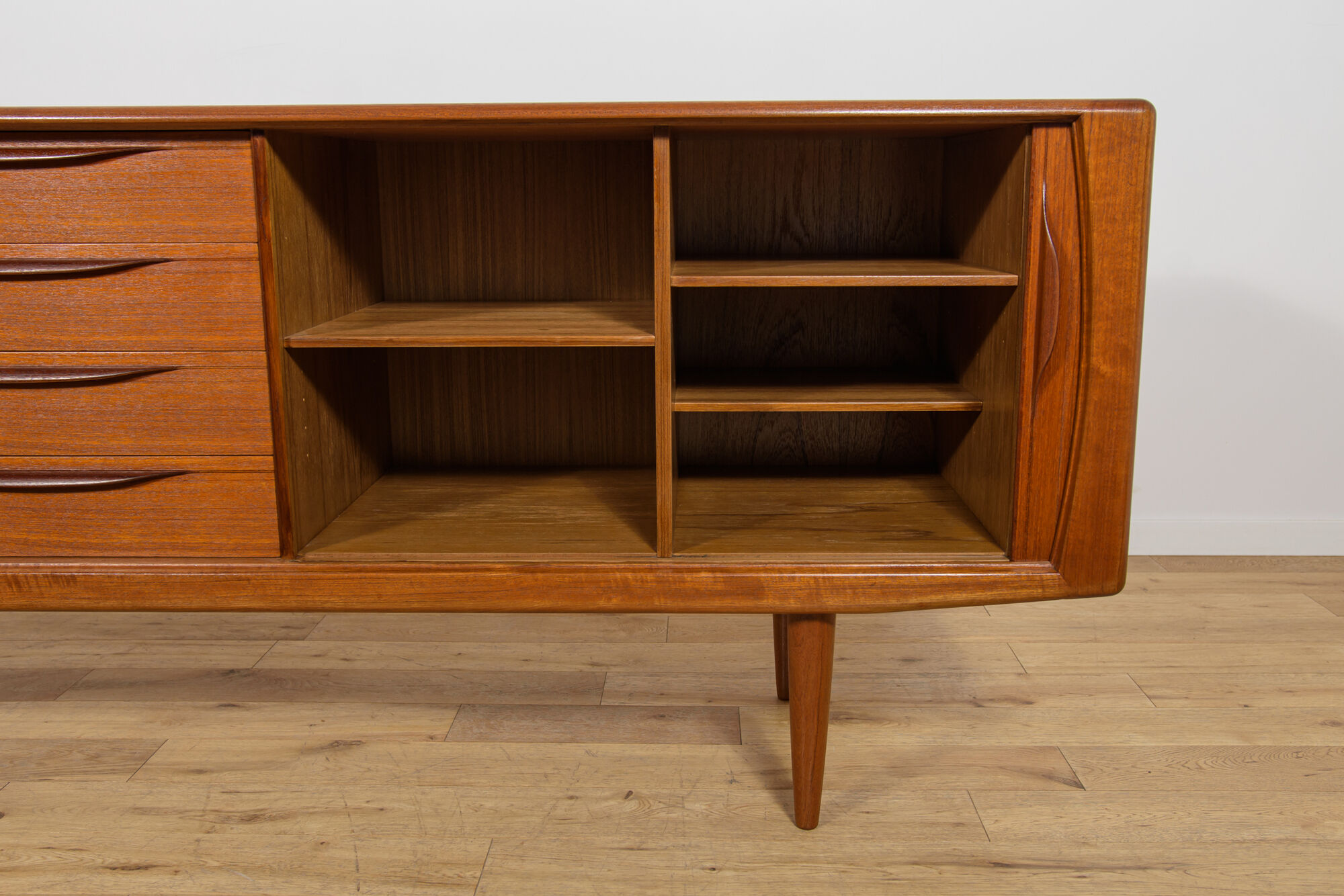 Mid-Century Large Teak Tambour Door Sideboard, Denmark, 1960s
