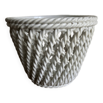 Italian woven ceramic cachepot, 1960s