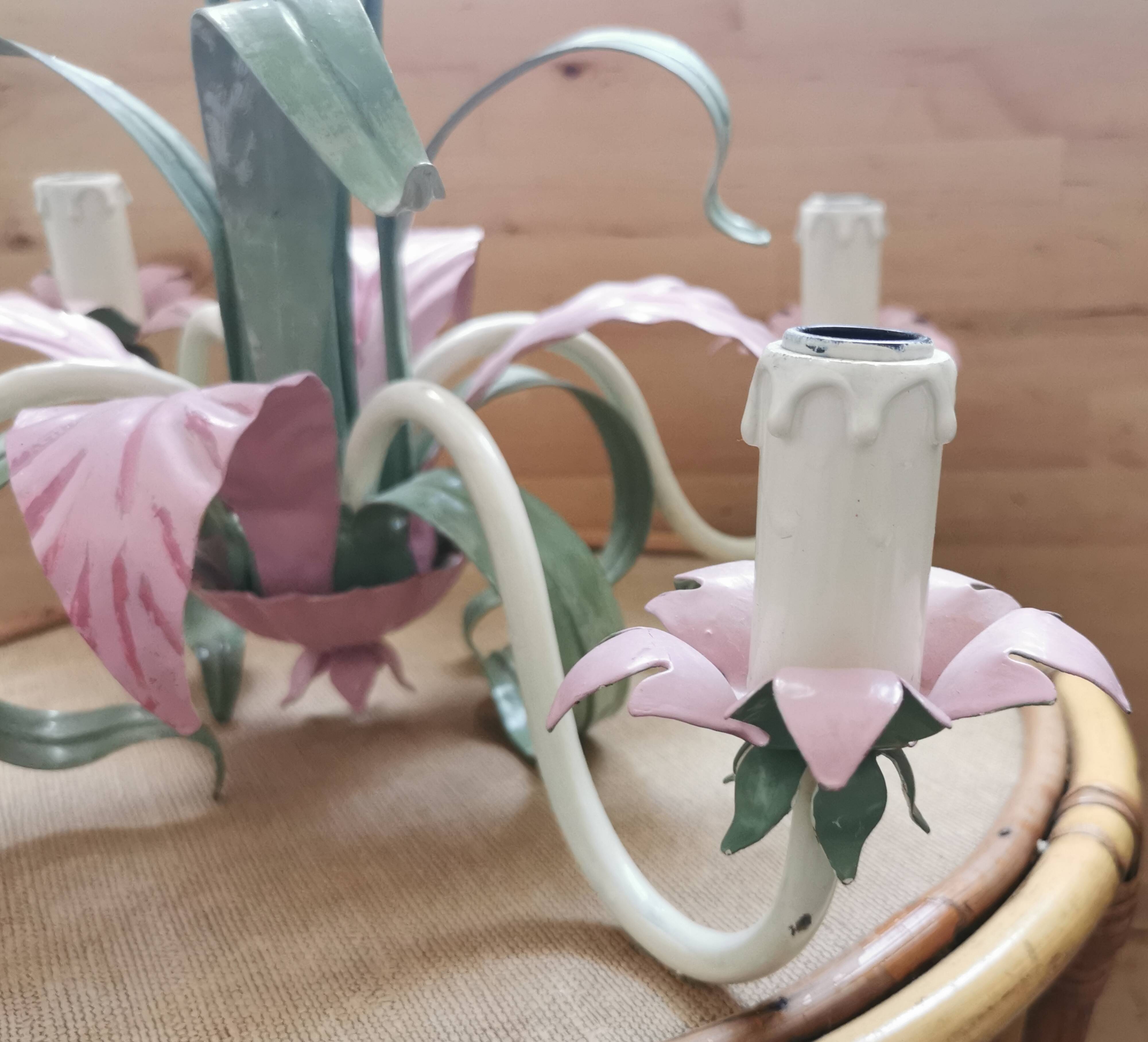 Lustre iron and painted sheet flowers camellias