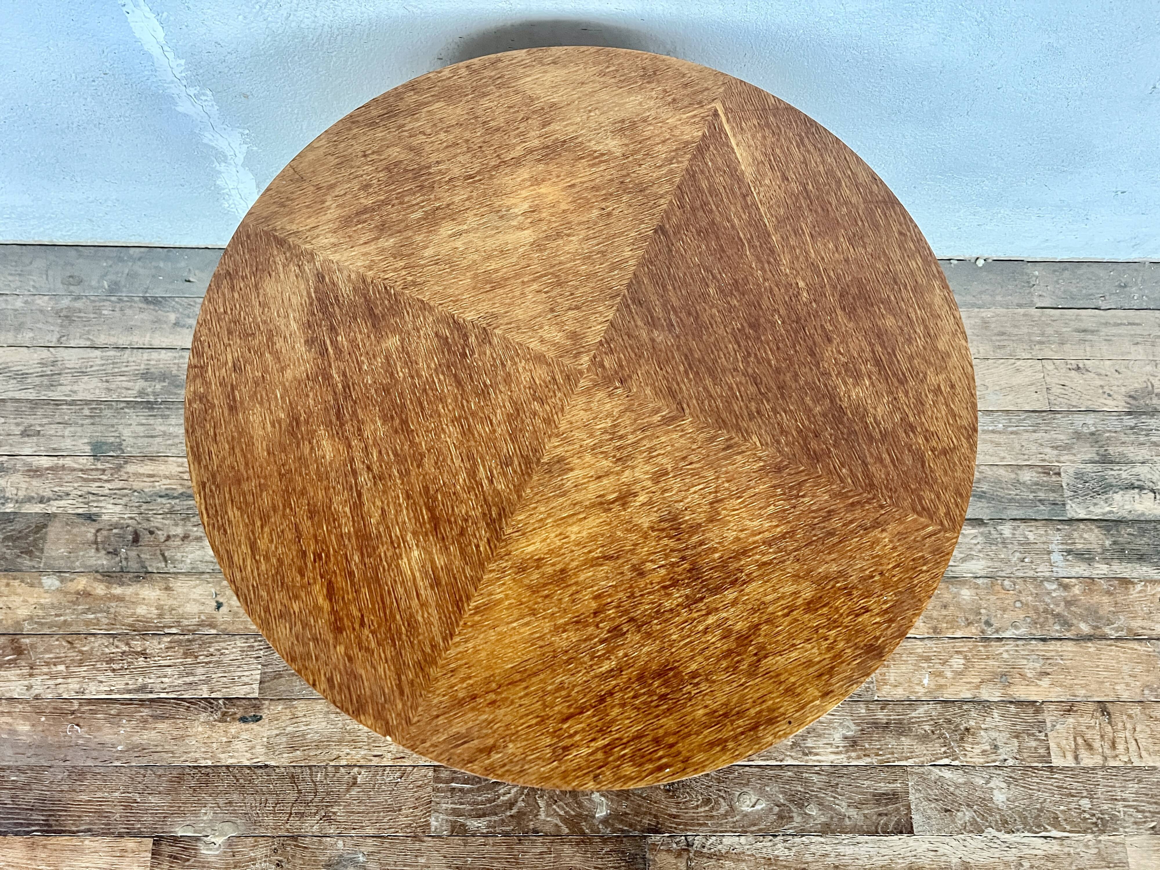 vintage round coffee table in light oak