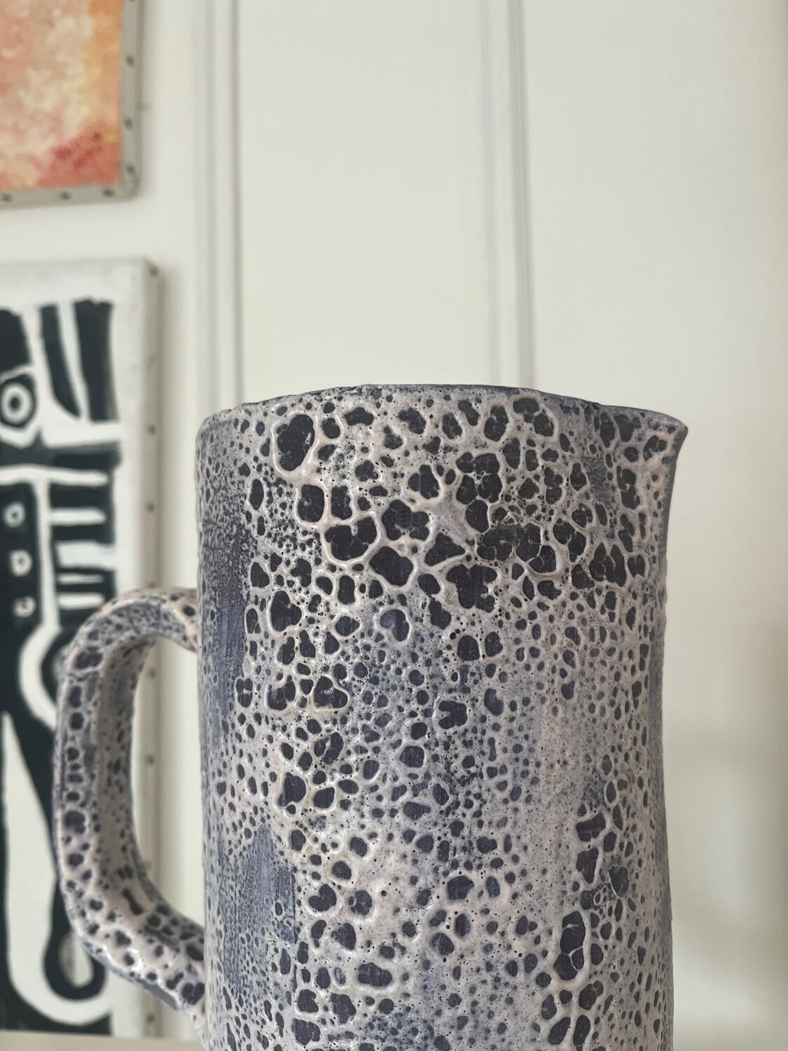 Speckled ceramic jug fat lava