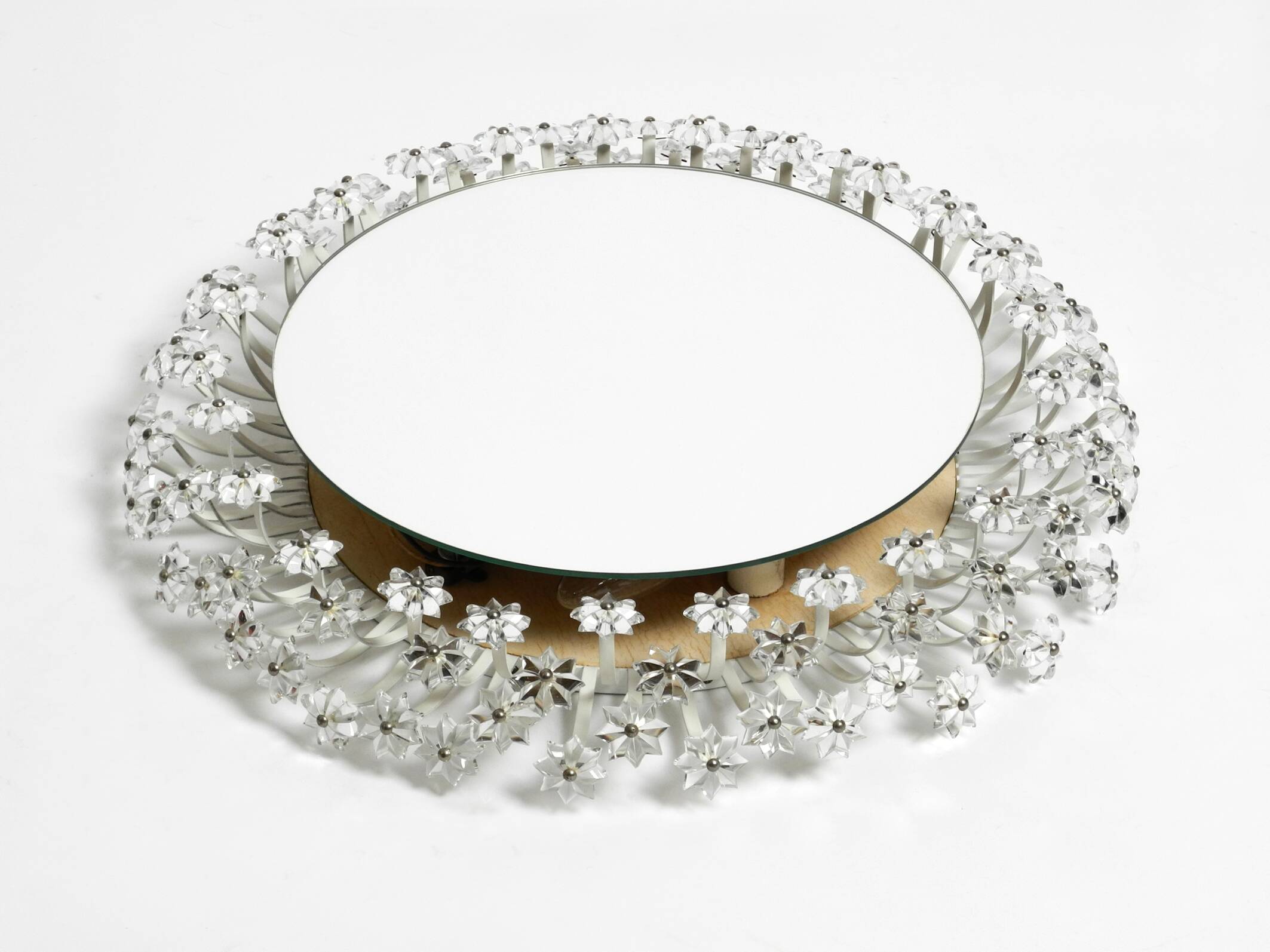 Mid Century Münchner Zier-Form flower mirror illuminated by Schöninger