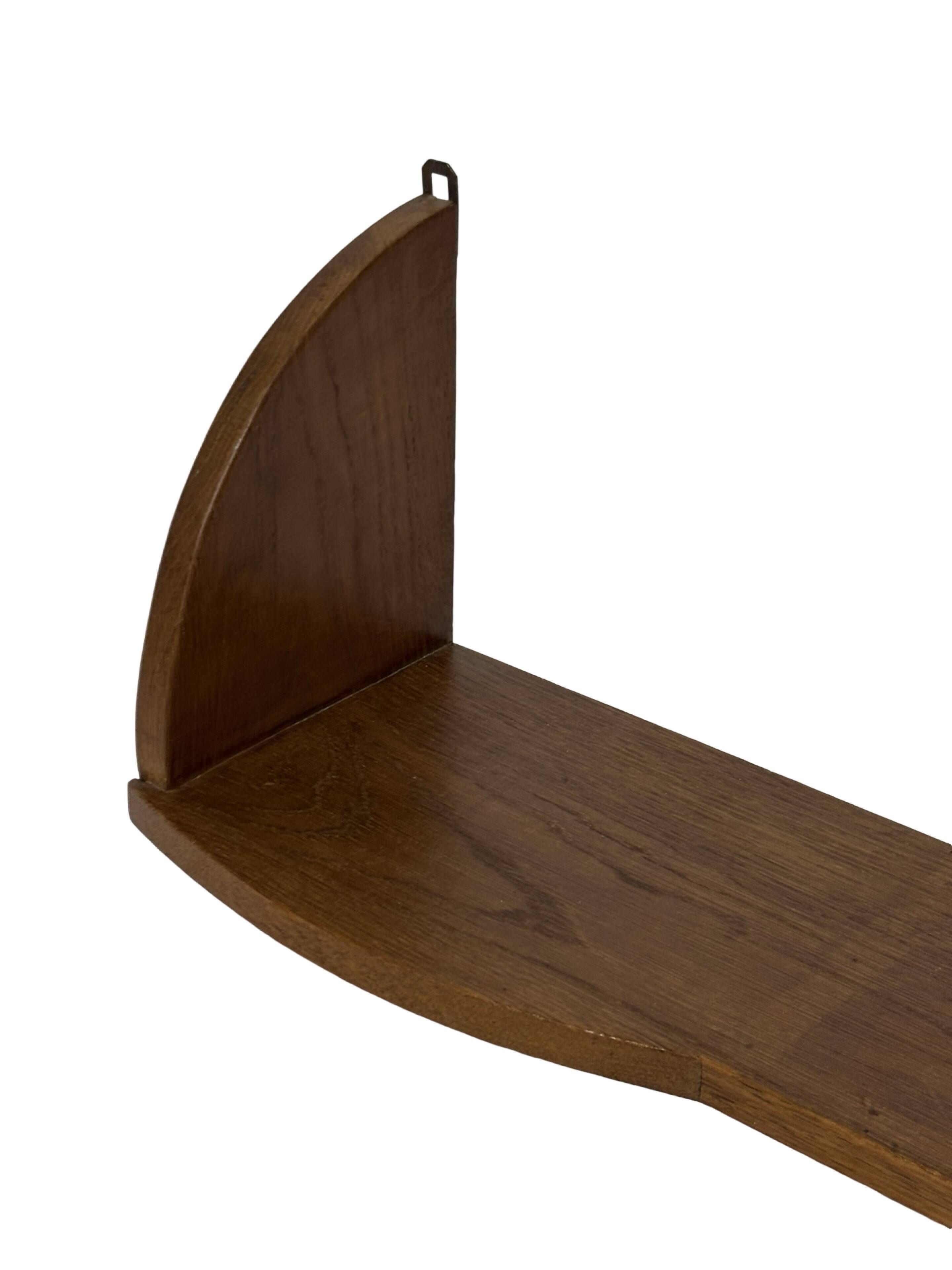 Vintage wooden wall shelve rack bookshelf in oak wood minimalist