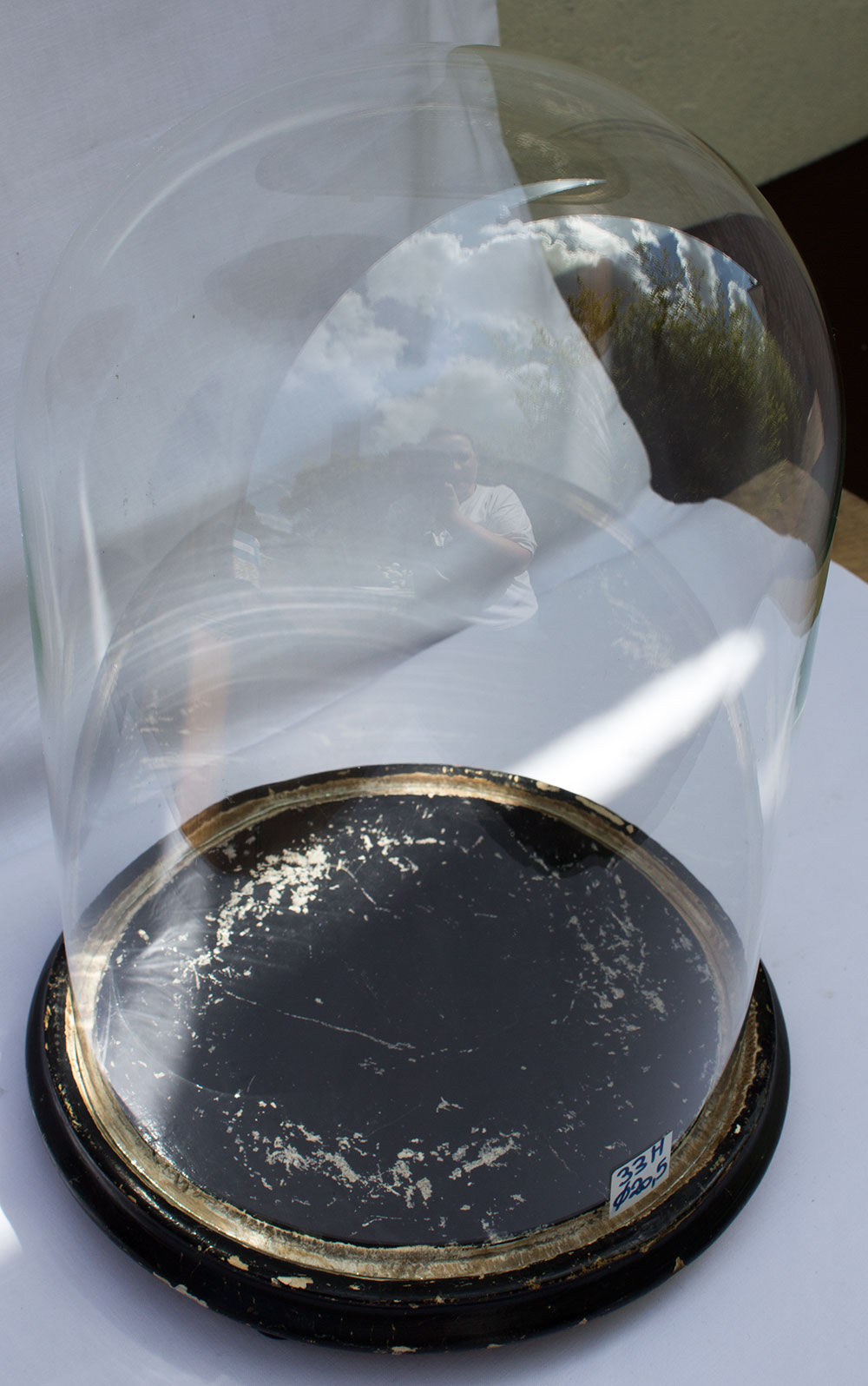 Ancient round glass globe 33 cm high