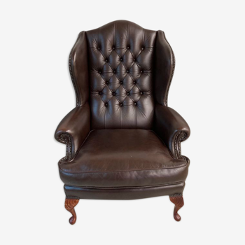 Fauteuil Chesterfield Wing des années 1980