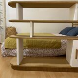 Oak veneer floating bookcase