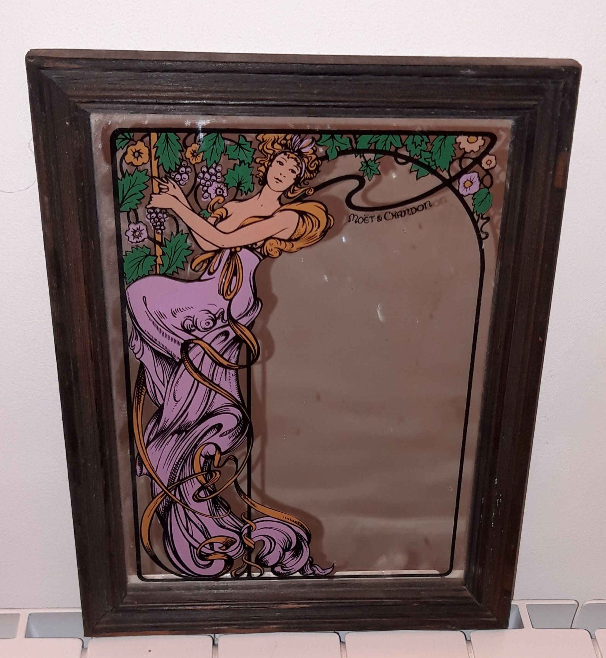 Vintage screen-printed advertising mirror