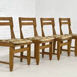Raphael Oak and Fabric Dining Chairs by Guillerme et Chambr