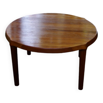 Table basse ronde organique en teck massif par john boné pour michael laursen danemark 1960