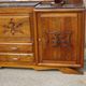 Large buffet with 2 bodies in walnut and marble
