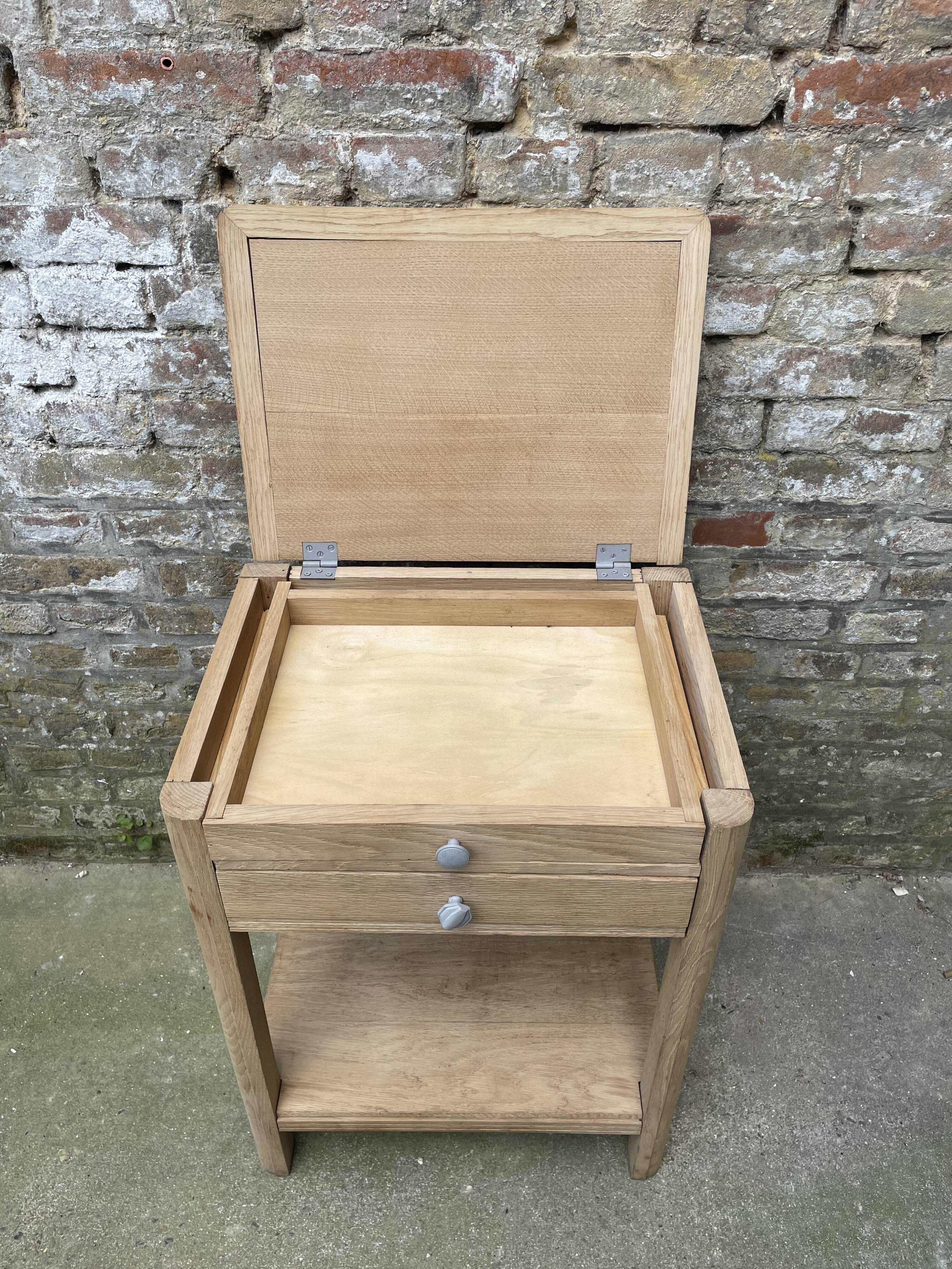 Worker in sandblasted solid oak, circa 1940