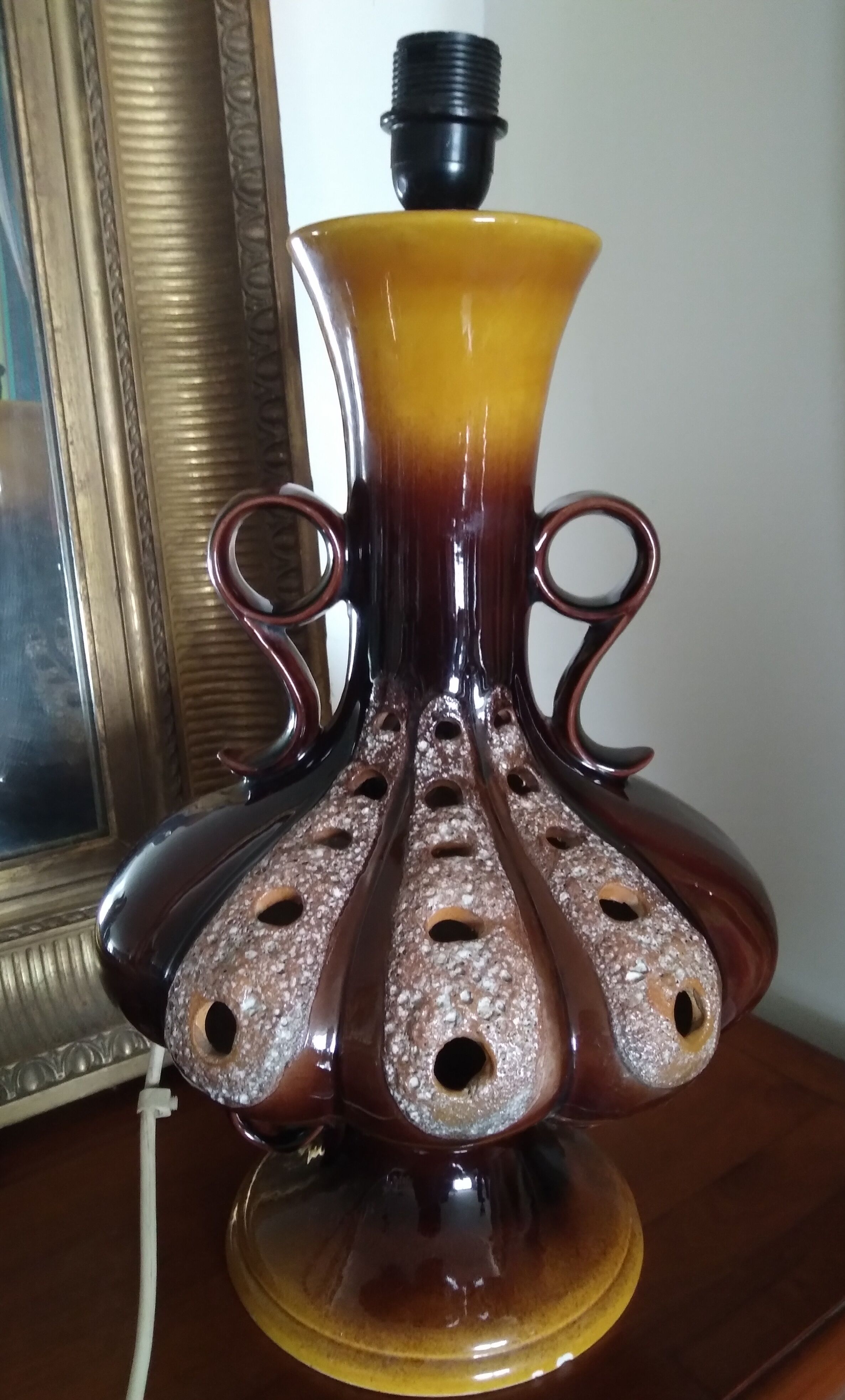 Pied de lampe céramique fat lava 70s