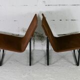 Pair of KEBE drivers, Denmark, circa 1975. Steel and "chocolate" canvas