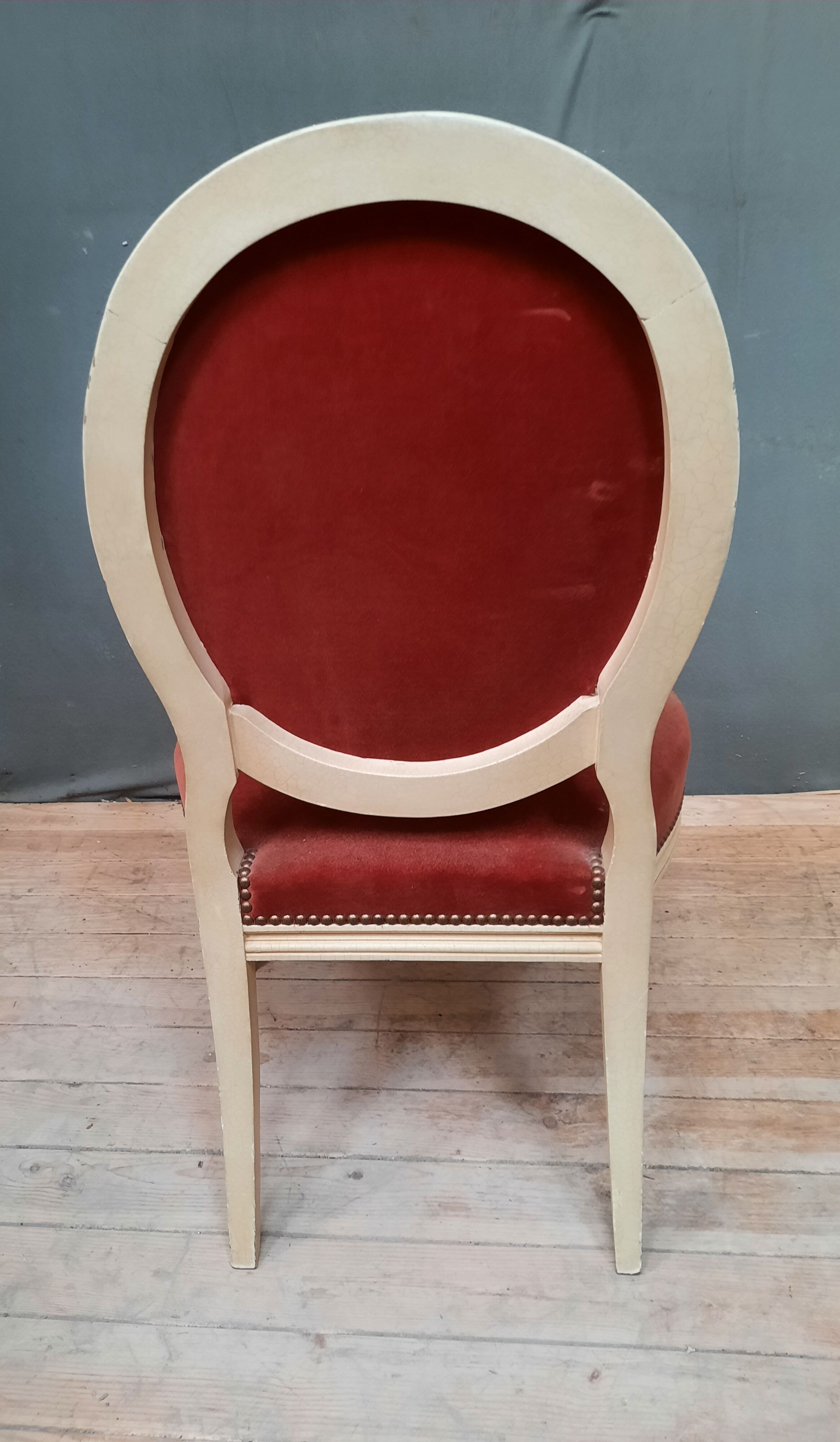 Louis XVI style armchair in white lacquered wood