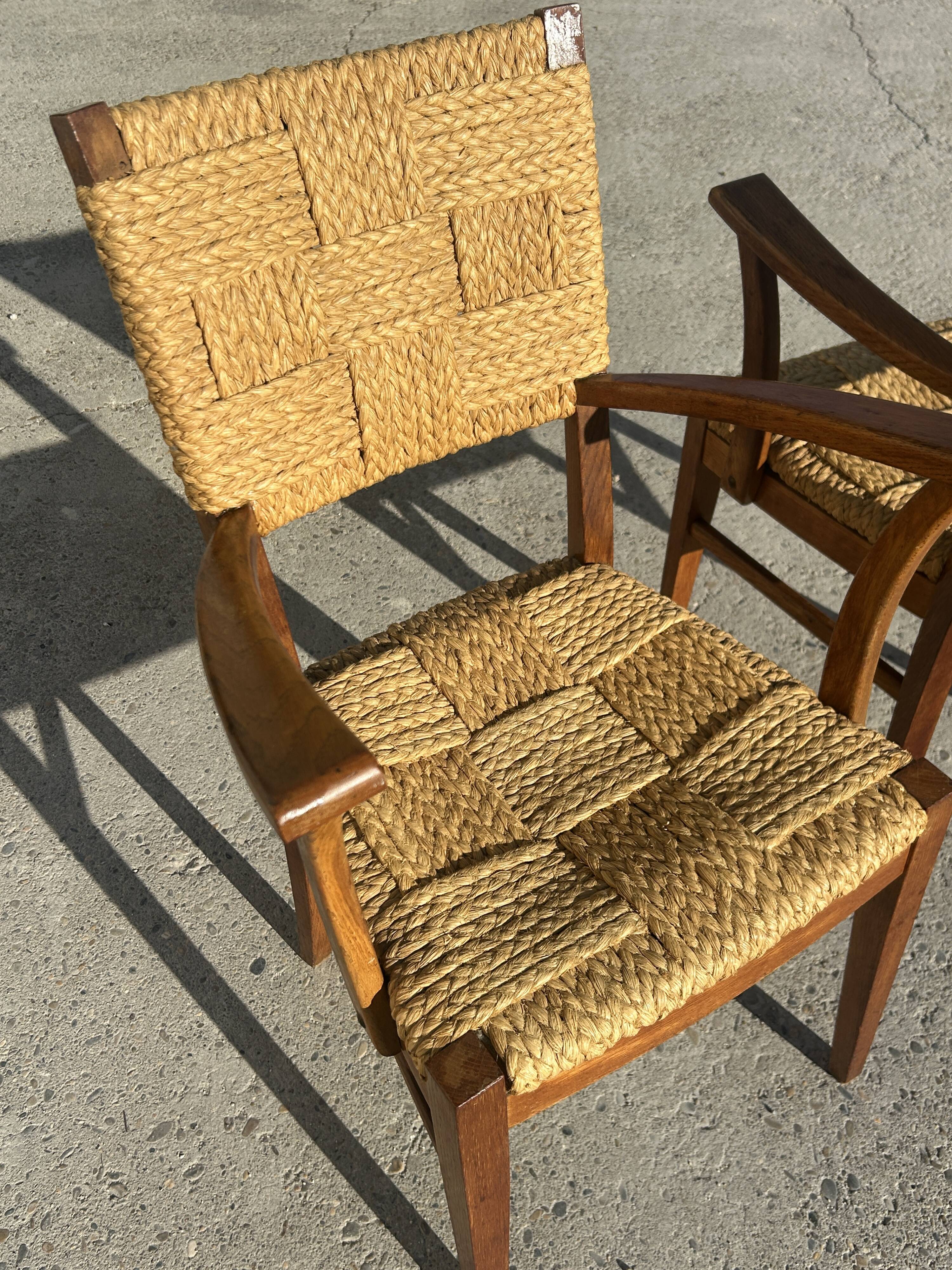Set of 6 Audoux Minet armchairs and chairs, 1950s