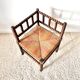 Vintage corner chair in turned oak and straw