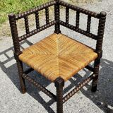 Pair of Bobbin armchairs, corner fire seat, corner