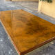 Elm burl coffee table and brass 70s Roche Bobois
