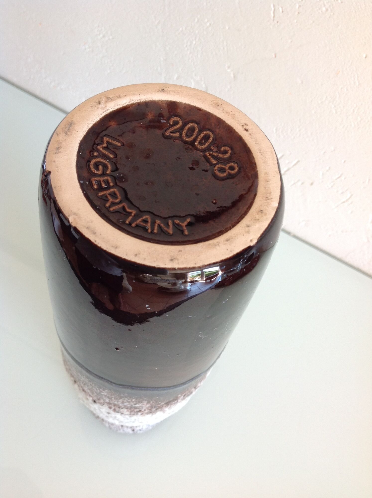 Vase tube brown and gray ceramic Fat Lava / vintage 60s-70s