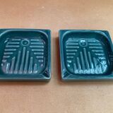 Paire ancien vide poche cendrier cec céramique verte décoration vintage