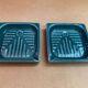 Pair ashtray cec green ceramic vintage decoration