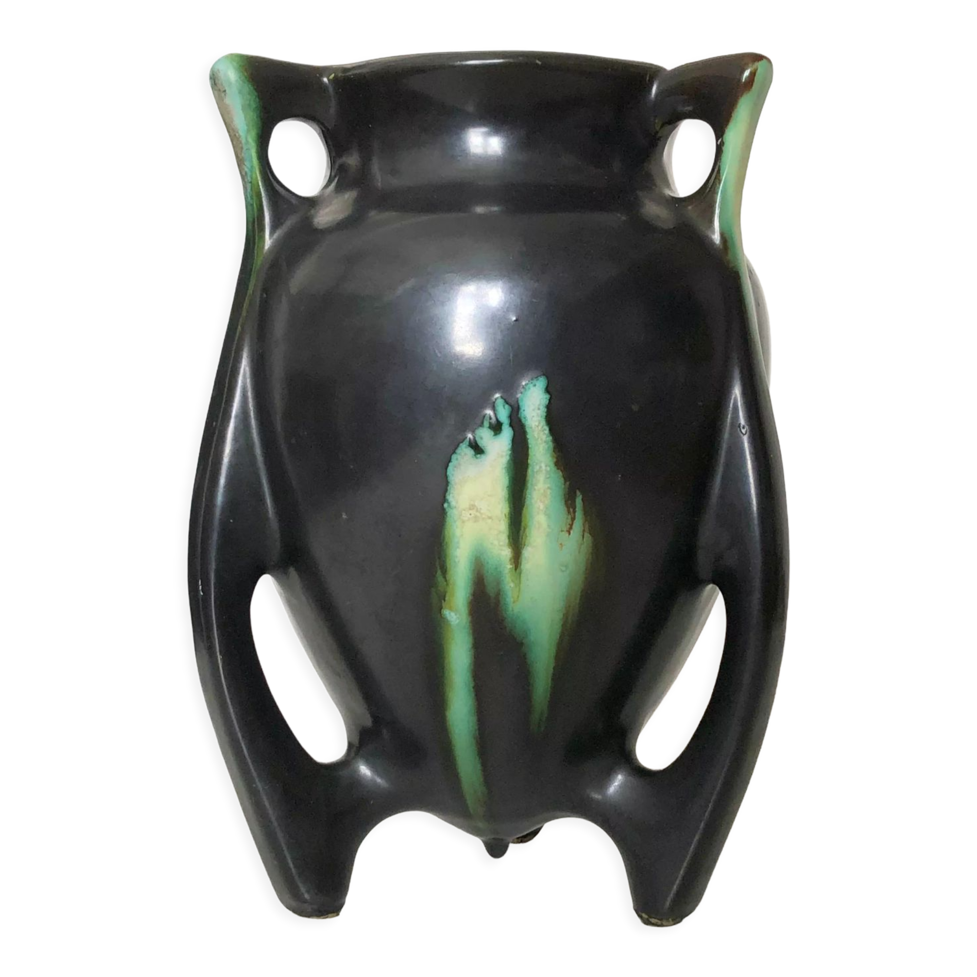 Art Deco vase flamed sandstone tripod