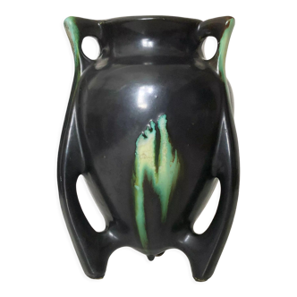 Vase art déco grés flammé tripode