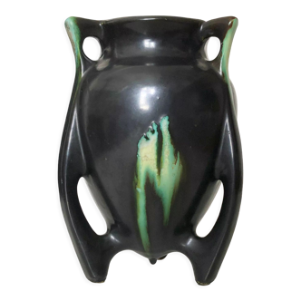 Art Deco vase flamed sandstone tripod