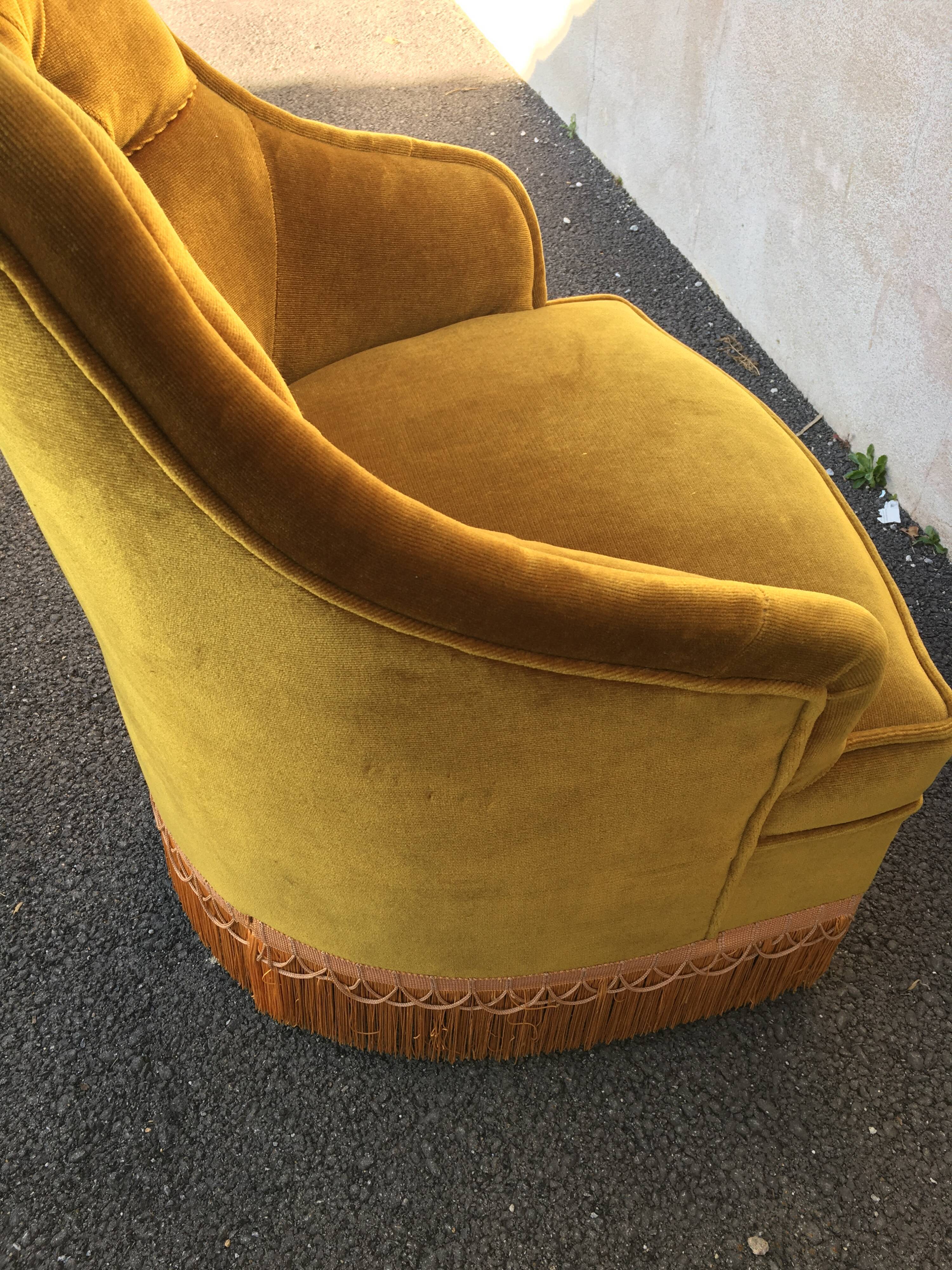Vintage toad chair velvet gold