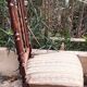 Chaise de Nourrice Napoléon III en  bois foncé vernissé assise tissu rayé 1