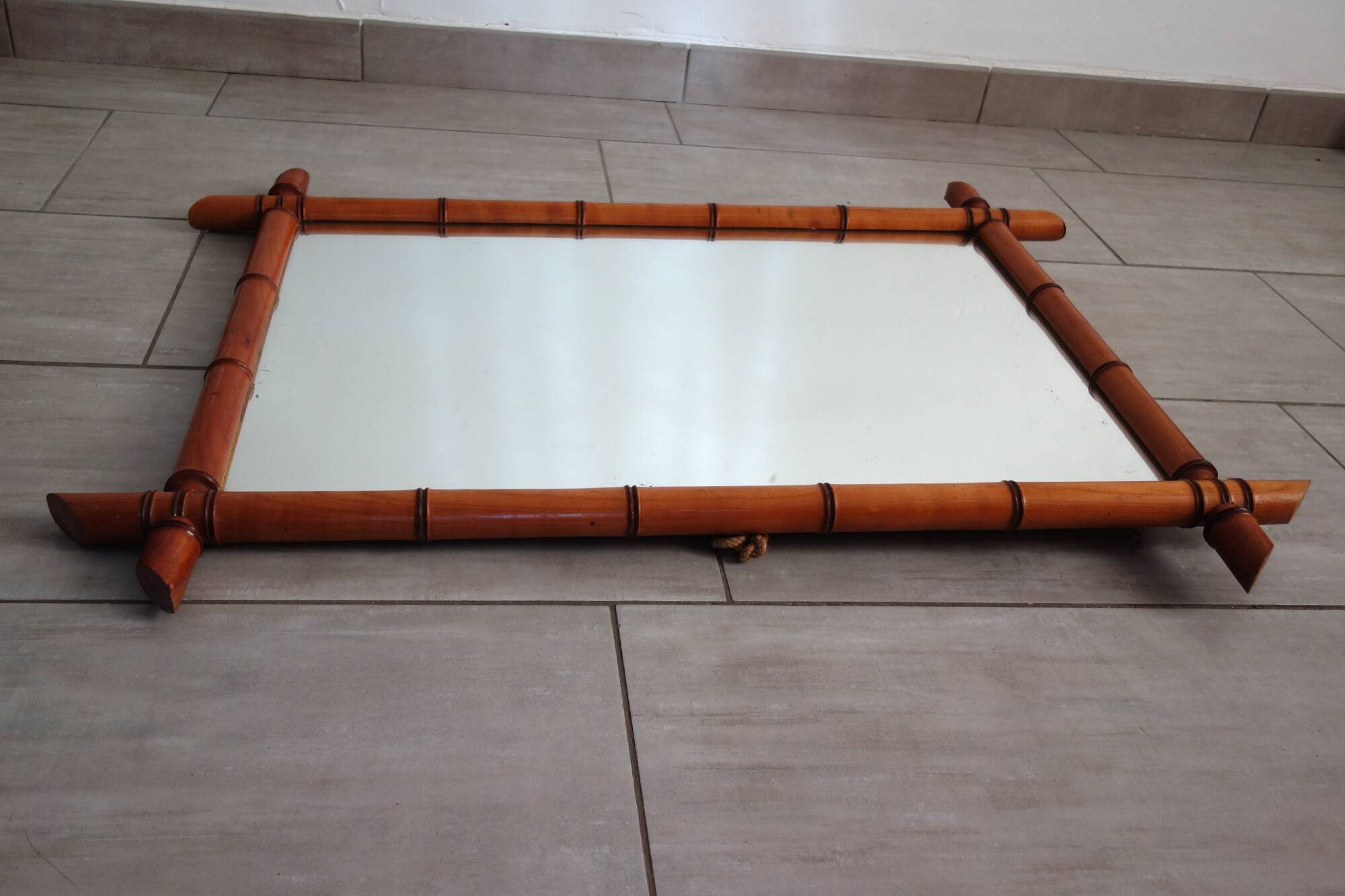 Large vintage bamboo mirror from the 20s