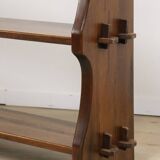 Vintage brutalist solid wood shelf, 1950s