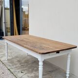 Rustic oak bistro farm table with louis philippe legs - 2m