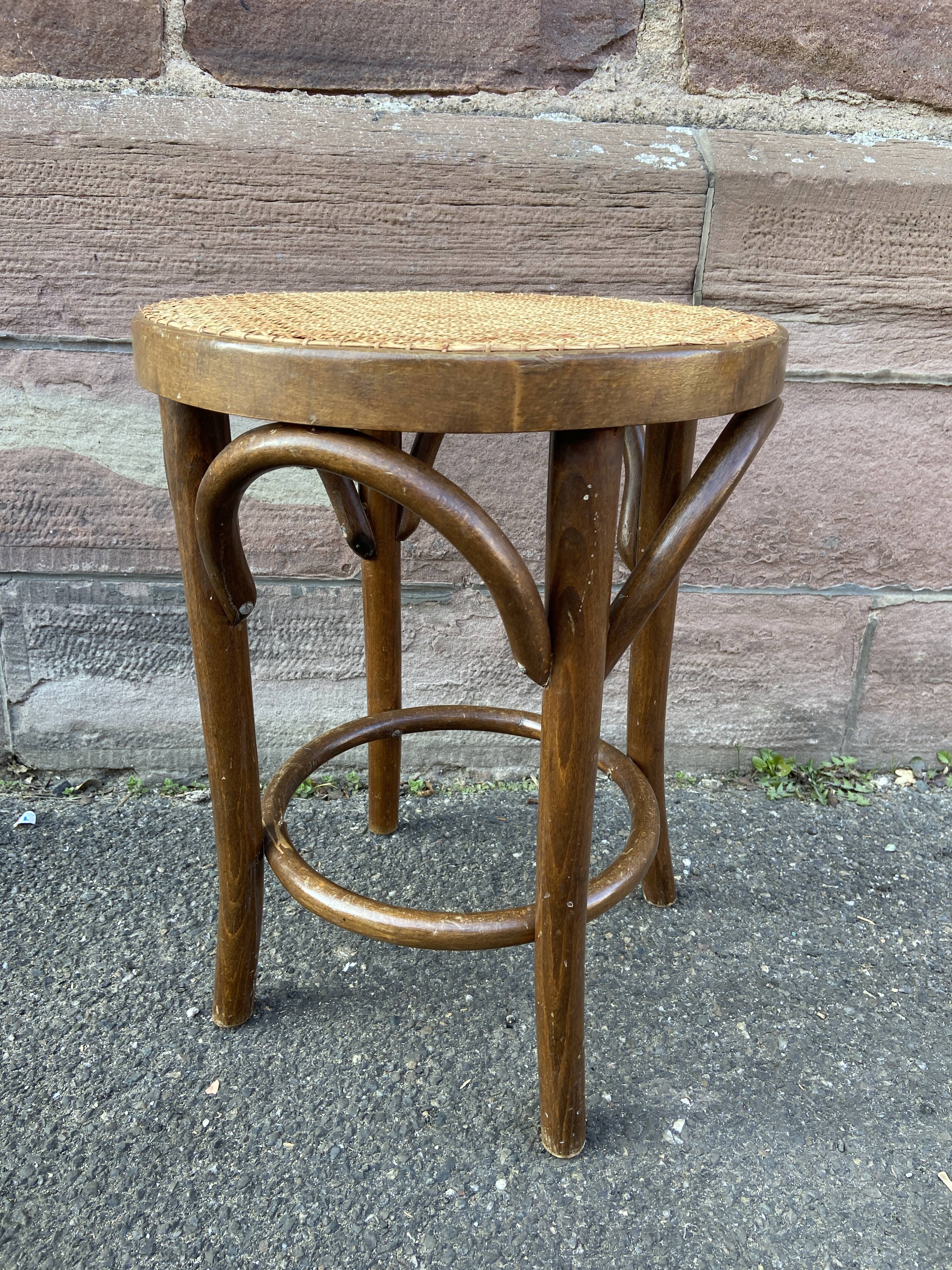 Viennese curved wooden piano stool 1950
