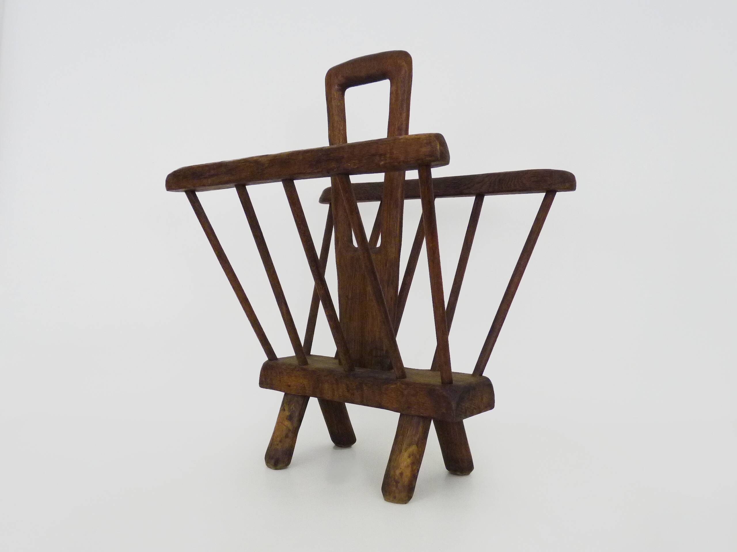 Porte- revues brutaliste en bois des années 1950