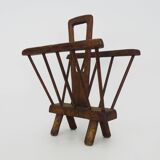 Porte- revues brutaliste en bois des années 1950
