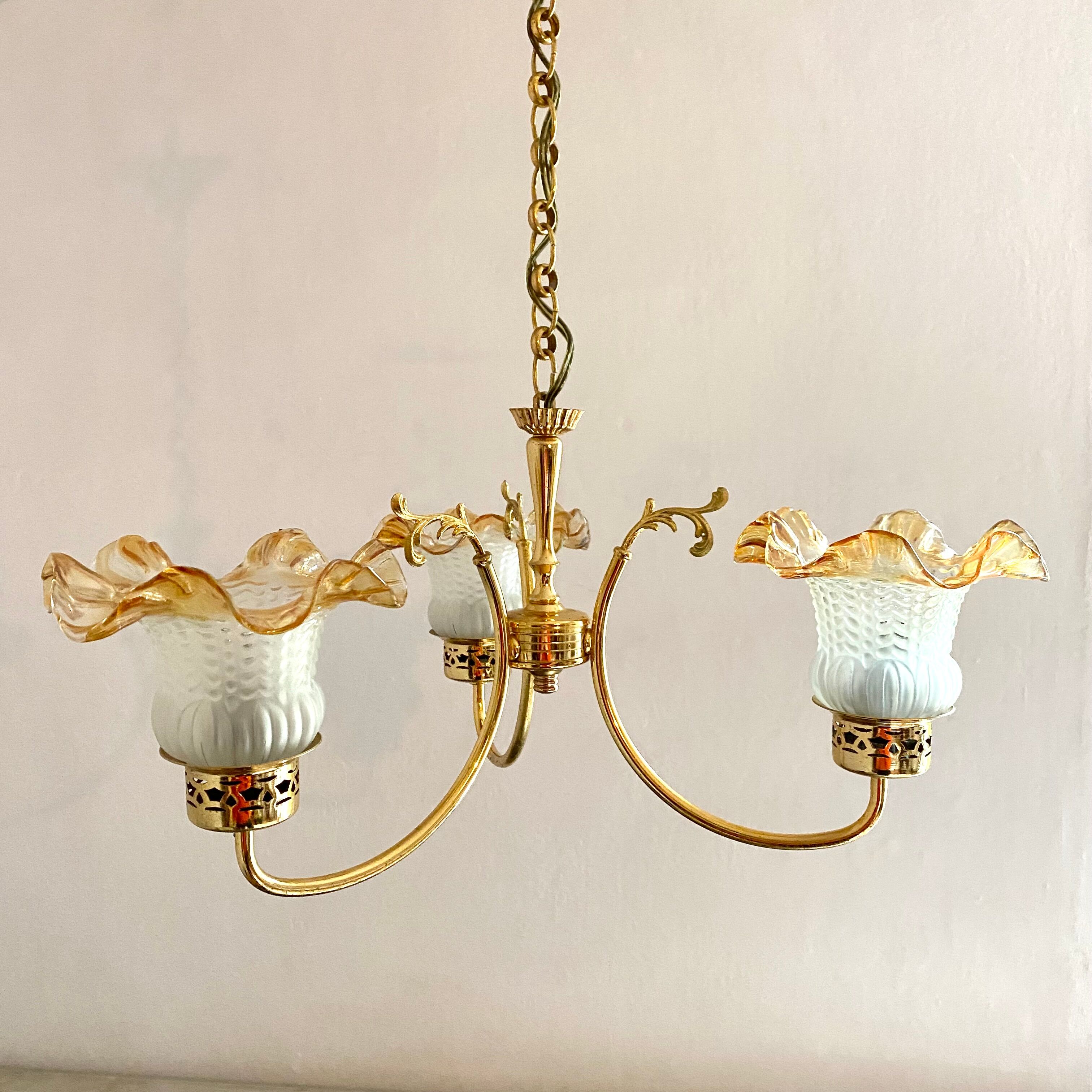 Lustre vintage doré 3 branches