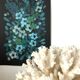 Peinture A4 Feuillages et fleurs bleues