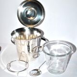 Seau à glaçon vintage en métal argenté glaceur rafraichisseur glace bar