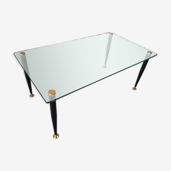 Table basse verre et métal noir