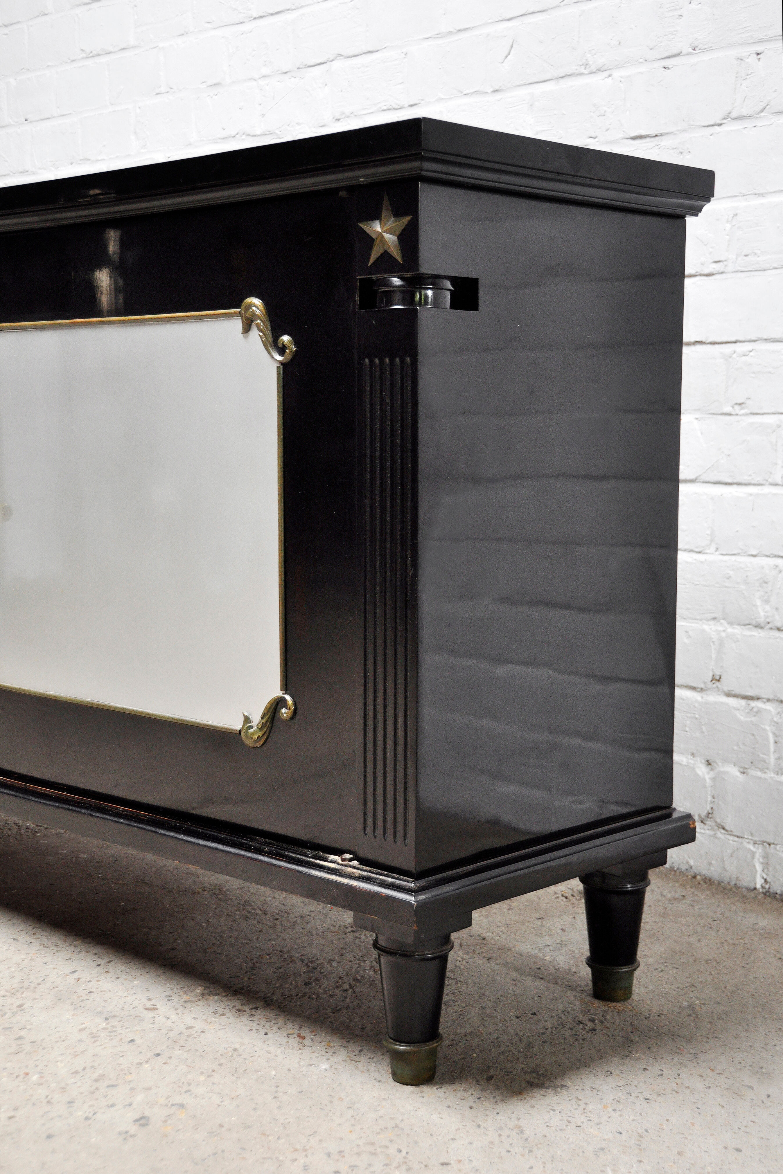 Art Deco Black Lacquer and Bronze Cabinet in the style of André Arbus, France, 1930s