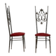 Hollywood regency style brass & velvet chiavarine side chairs, set of 2