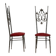 Hollywood regency style brass & velvet chiavarine side chairs, set of 2
