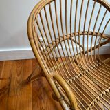 Vintage rattan shell armchair