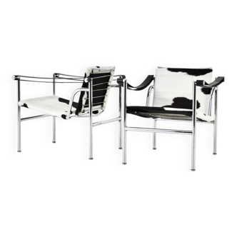 Ensemble de 2 Fauteuils LC1 par Le Corbusier pour Cassina 1970S